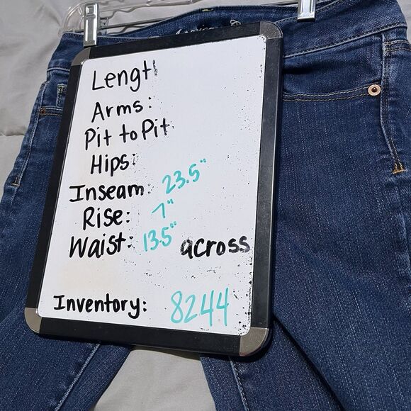 AMERICAN EAGLE Dark Wash Blue Skinny Slim Stretch Artist Crop Denim Jeans Size 2 - Picture 9 of 9